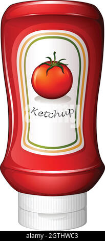 A ketchup inside the red bottle Stock Vector