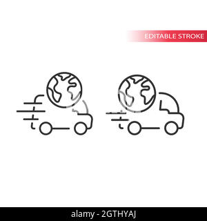 International shipping van and globe icon Stock Vector