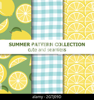 summer pattern collection. Lemon theme. Summer banner Stock Vector