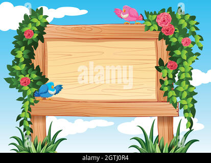 Frame design with birds and vine Stock Vector