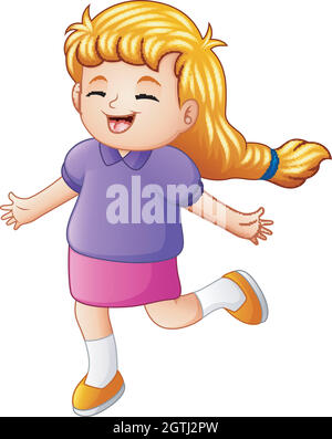 Cute blonde long hair girl smiling Stock Vector