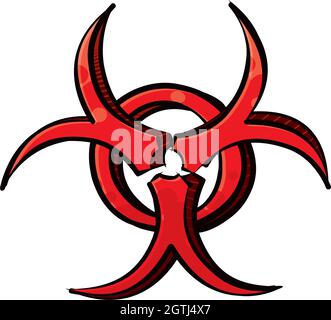 Drawing of biohazard risk symbol Stock Vector