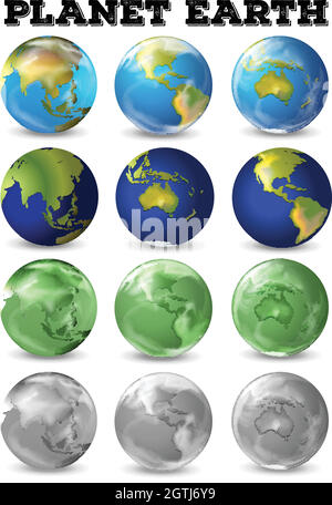 Planet earth in different form Stock Vector