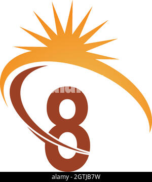 Number 6 with sun ray icon logo design template illustration Stock ...