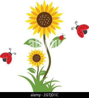 Sunflower logo icon vector Stock Vector