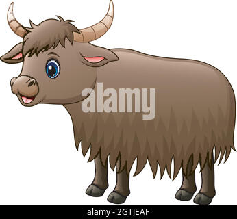 Cute yak cartoon isolated on white background Stock Vector Image & Art ...