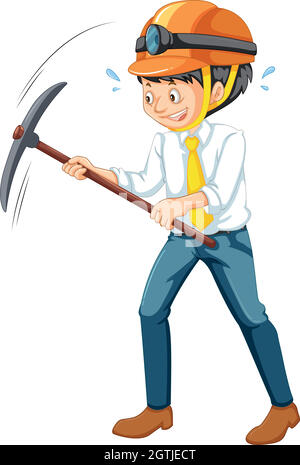 An Office Worker Mining on White Background Stock Vector