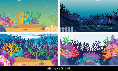 Set of scenes in nature setting Stock Vector