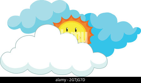 Happy sun behind the clouds Stock Vector