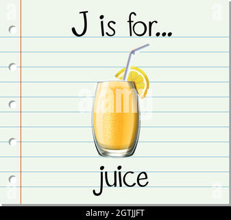 Flashcard letter J is for juice Stock Vector
