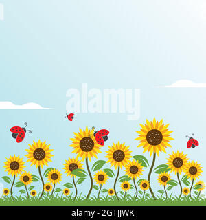 sunflowers background vector illustration Stock Vector
