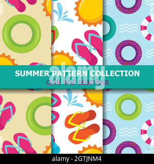 Joyfull summer pattern collection. Beach theme. Summer banner Stock Vector