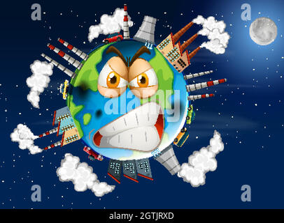 Poster design of global warming on earth Stock Vector