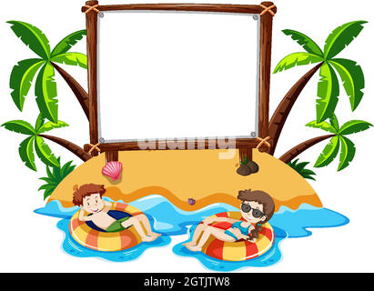 Blank banner with summer theme Stock Vector