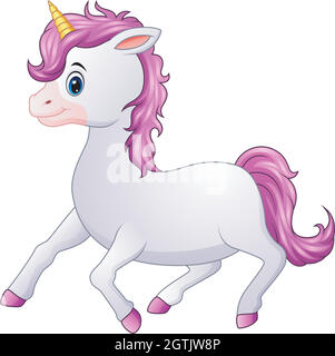 Cute unicorn cartoon isolated on white background Stock Vector