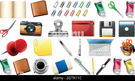 Set of stationary object Stock Vector