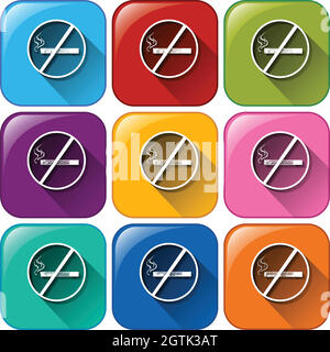 Buttons with no smoking signs Stock Vector