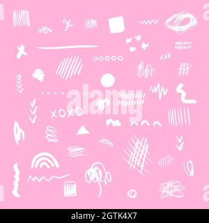 set of ink lines, textures, scribbles of pen Stock Vector