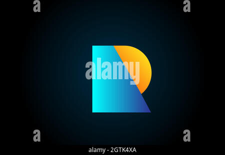 blue yellow R alphabet letter icon logo for company and business. Simple geometric gradient for corporate design Stock Vector