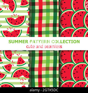 summer pattern collection. Watermelon theme. Summer banner Stock Vector