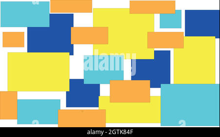 Various squares in light blue, dark blue, yellow and orange Stock Vector