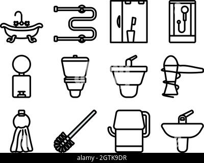 Bathroom Icon Set Stock Vector