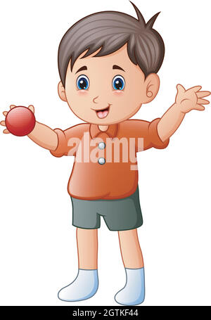 Cartoon little boy playing red ball Stock Vector