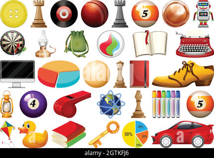 Set of random objects Stock Vector