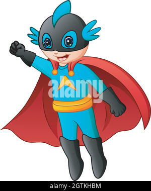 Cartoon superhero boy flying illustration Stock Vector