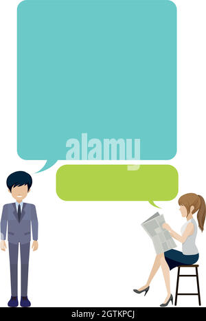 A businessman and a businesswoman with empty callouts Stock Vector