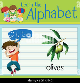 Flashcard letter O is for olives Stock Vector