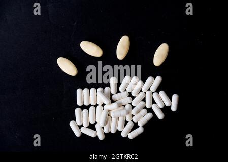 Medicines In The Form Of Capsules And Tablets Stock Photo