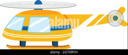 A Yellow Helicopter on White Background Stock Vector