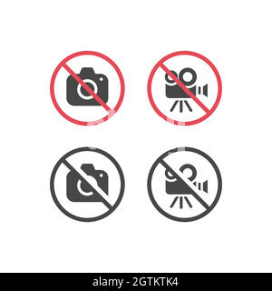 No camera and no video red prohibition sign Stock Vector