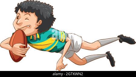 A simple drawing of a boy playing rugby Stock Vector