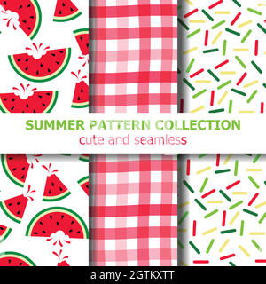 summer pattern collection. Watermelon theme. Summer banner Stock Vector