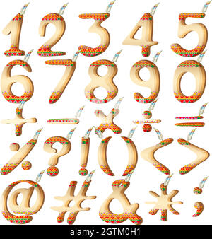 Numeric figures in Indian artwork Stock Vector