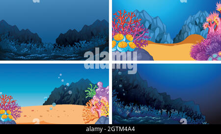 Set of scenes in nature setting Stock Vector