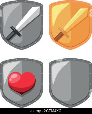 Sword shield game element Stock Vector