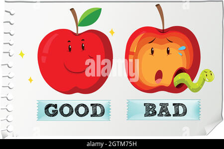 Opposite adjectives good and bad Stock Vector