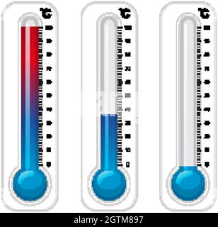 Thermometers in three degree celcius Stock Vector
