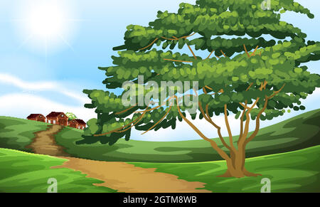 A pathway going to the houses Stock Vector