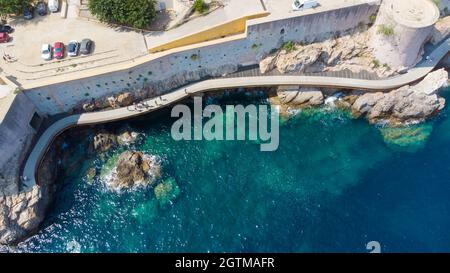 Aerial view of the Citadel of Bastia in the north of Corsica island - Genoese city overlooking the Mediterranean Sea Stock Photo