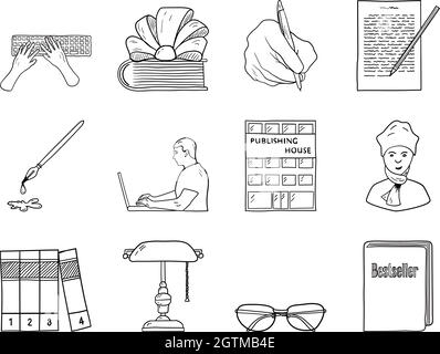 Writer Icon Set Stock Vector