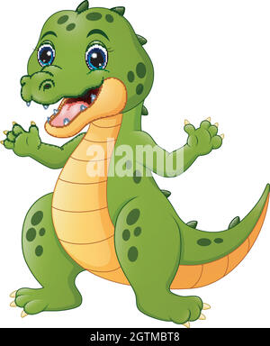 Happy crocodile cartoon isolated on white background Stock Vector