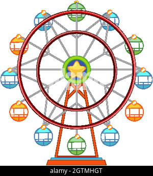 Ferris wheel colorful isolated on white background Stock Vector
