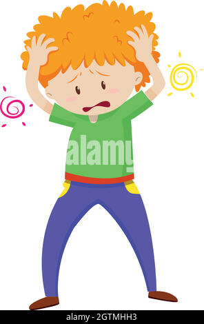 Boy looking sad and worried Stock Vector