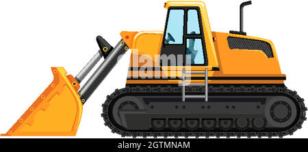 Yellow front loader isolated on white background Stock Vector