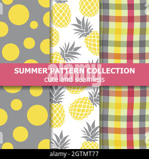 Exotic summer pattern collection. Pineapple theme. Summer banner. Stock Vector