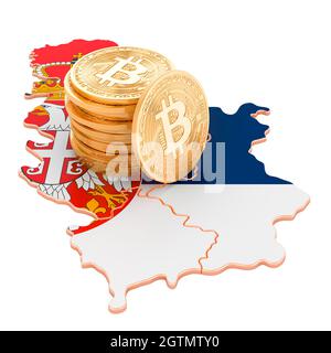 Bitcoin cryptocurrency in Serbia, 3D rendering isolated on white background Stock Photo
